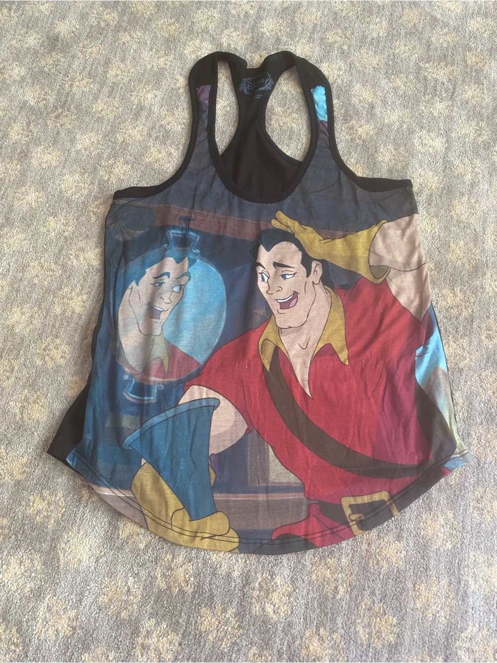 Disney Gaston Graphic Racerback Tank Top in Red, Black, Yellow, Blue